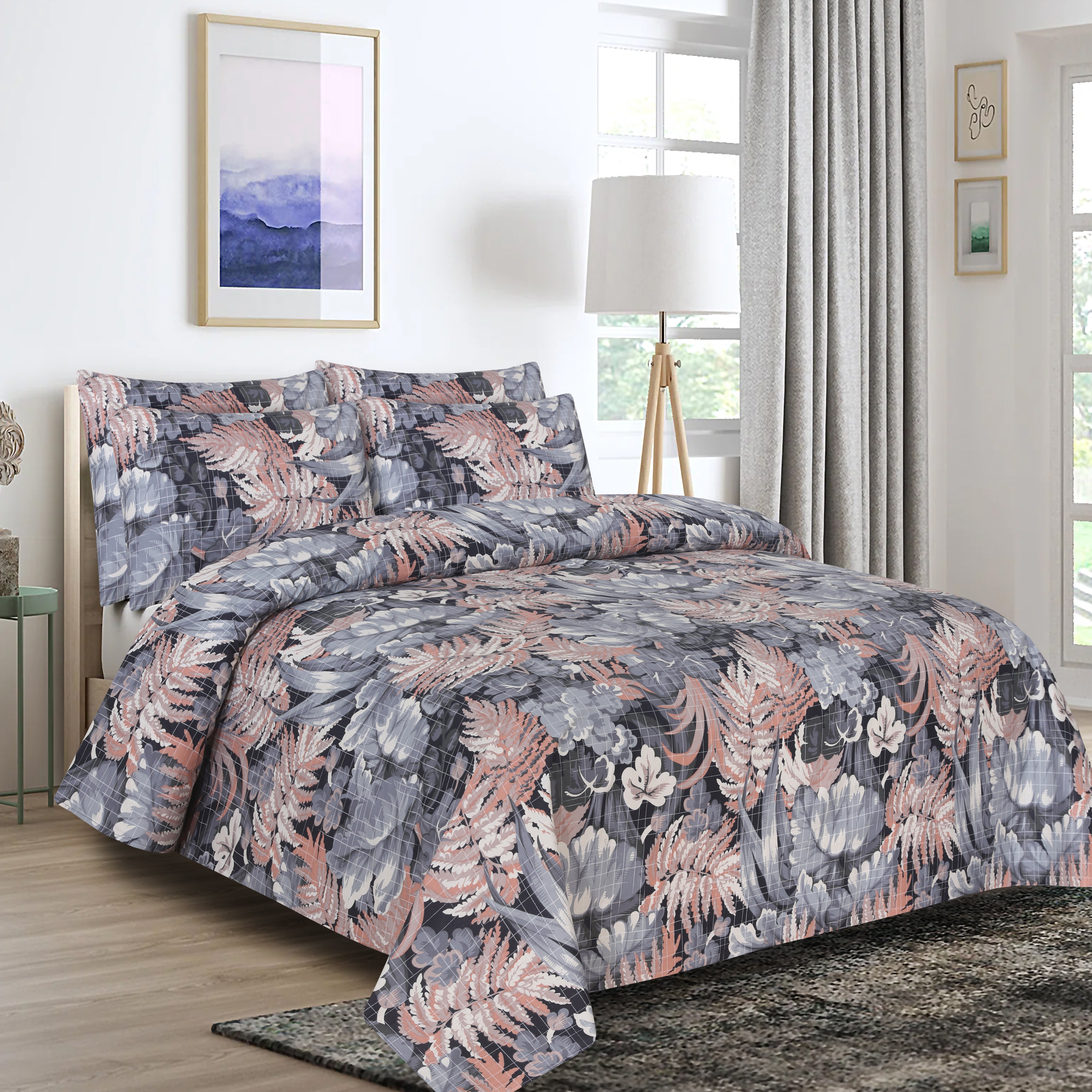 Montrose 3Pcs Printed King Size Bedsheet