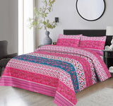 Linear 3Pcs Printed Double Bedsheet