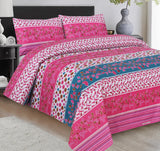 Linear 3Pcs Printed Double Bedsheet