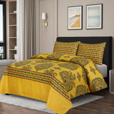 Ochre Floral 3Pcs Printed Double Bedsheet