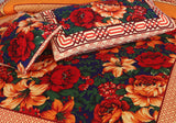 Orange Floral 4Pcs Panel Print Bedsheet Set