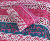 Linear 3Pcs Printed Double Bedsheet