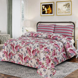 Floral 3Pcs Printed King Size Bedsheet