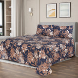 Floral 3Pcs Printed King Size Bedsheet