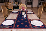 7 Pcs Ethnic Motif Print Table Runner for Dining Table (Blue)