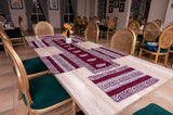 7 Pcs Maroon Block Printed Table Runner & PlaceMates