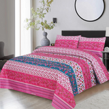 Linear 3Pcs Printed Double Bedsheet